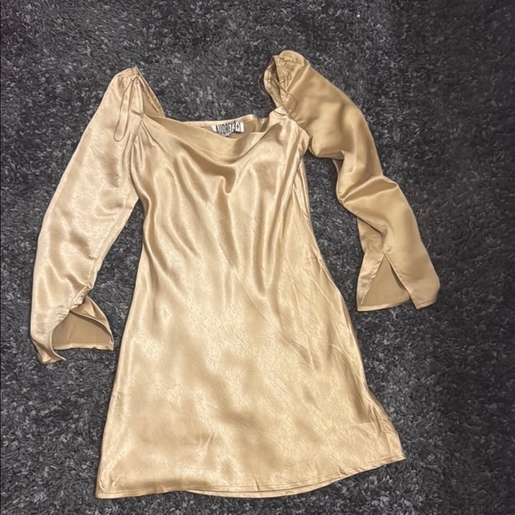 Audrey 3+1 Gold Satin Dress - Picture 1 of 2